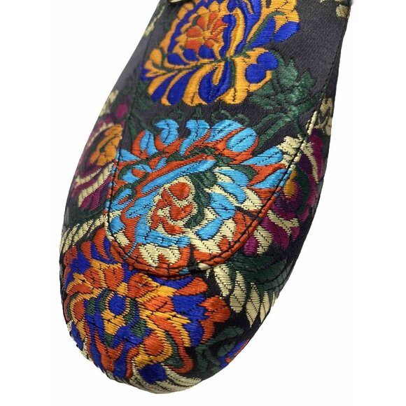 FY Zoe Miriam Silk Embroidery Size 260Cm US 9.5 Sheepskin Vero Cuoio Flat Mules - Picture 3 of 10